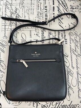 kate spade Black Saffiano Crossbody with Front Zip Pocket